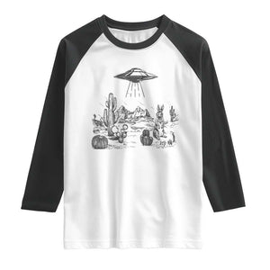 Funny Western Easter Day UFO Bunny Alien Raglan Shirt TS11 White Black Print Your Wear