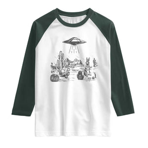 Funny Western Easter Day UFO Bunny Alien Raglan Shirt TS11 White Dark Forest Green Print Your Wear