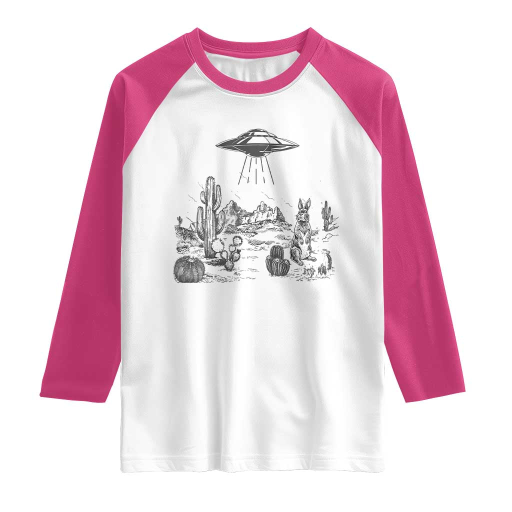 Funny Western Easter Day UFO Bunny Alien Raglan Shirt TS11 White Heliconia Print Your Wear