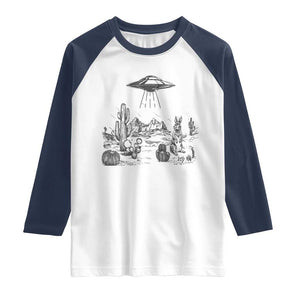 Funny Western Easter Day UFO Bunny Alien Raglan Shirt TS11 White Navy Print Your Wear