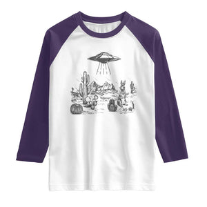 Funny Western Easter Day UFO Bunny Alien Raglan Shirt TS11 White Purple Print Your Wear