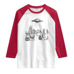 Funny Western Easter Day UFO Bunny Alien Raglan Shirt TS11 White Red Print Your Wear
