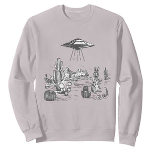 Funny Western Easter Day UFO Bunny Alien Sweatshirt TS11 Ice Gray Print Your Wear