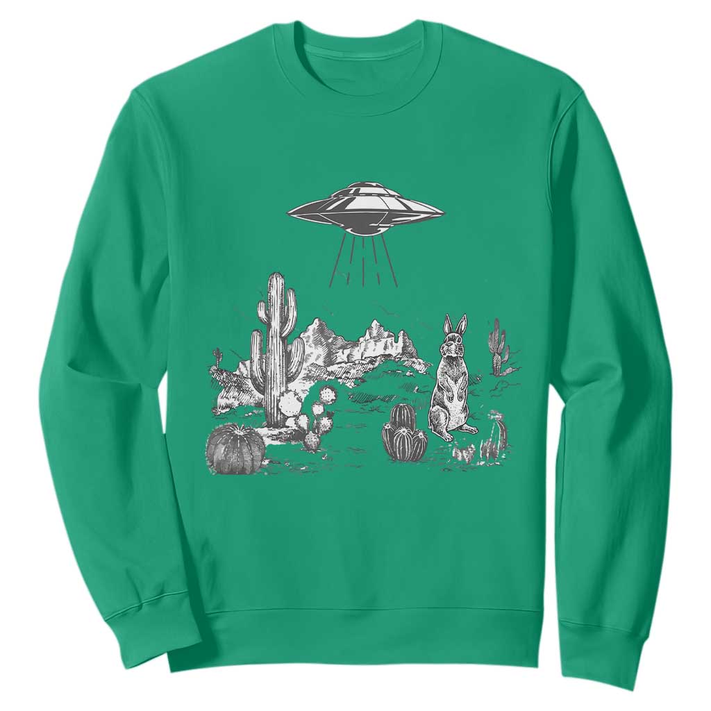Funny Western Easter Day UFO Bunny Alien Sweatshirt TS11 Irish Green Print Your Wear