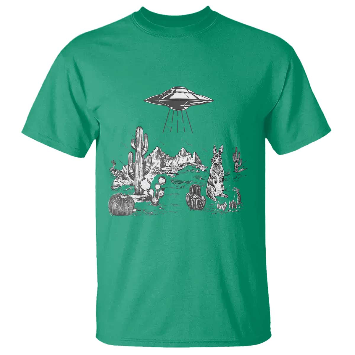 Funny Western Easter Day UFO Bunny Alien T Shirt TS11 Irish Green Print Your Wear
