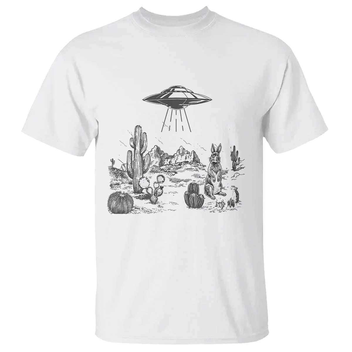 Funny Western Easter Day UFO Bunny Alien T Shirt TS11 White Print Your Wear