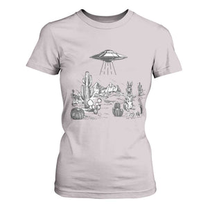 Funny Western Easter Day UFO Bunny Alien T Shirt For Women TS11 Ice Gray Print Your Wear