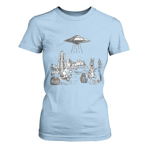 Funny Western Easter Day UFO Bunny Alien T Shirt For Women TS11 Light Blue Print Your Wear