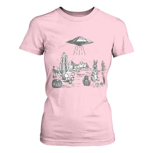 Funny Western Easter Day UFO Bunny Alien T Shirt For Women TS11 Light Pink Print Your Wear