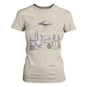 Funny Western Easter Day UFO Bunny Alien T Shirt For Women TS11 Sand Print Your Wear
