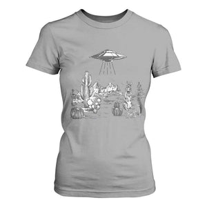 Funny Western Easter Day UFO Bunny Alien T Shirt For Women TS11 Sport Gray Print Your Wear