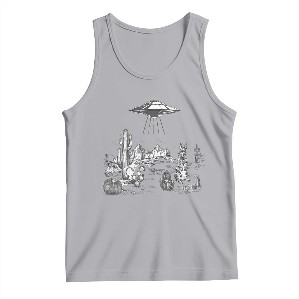 Funny Western Easter Day UFO Bunny Alien Tank Top TS11 Athletic Heather Print Your Wear