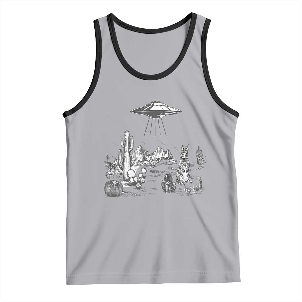 Funny Western Easter Day UFO Bunny Alien Tank Top TS11 Athletic Heather Black Print Your Wear
