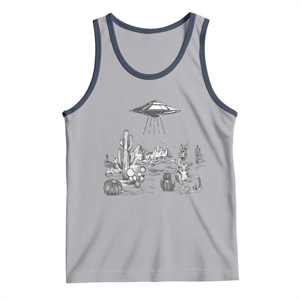 Funny Western Easter Day UFO Bunny Alien Tank Top TS11 Athletic Heather Navy Print Your Wear
