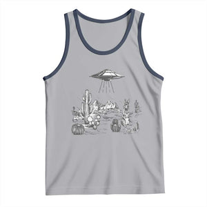 Funny Western Easter Day UFO Bunny Alien Tank Top TS11 Athletic Heather Navy Print Your Wear