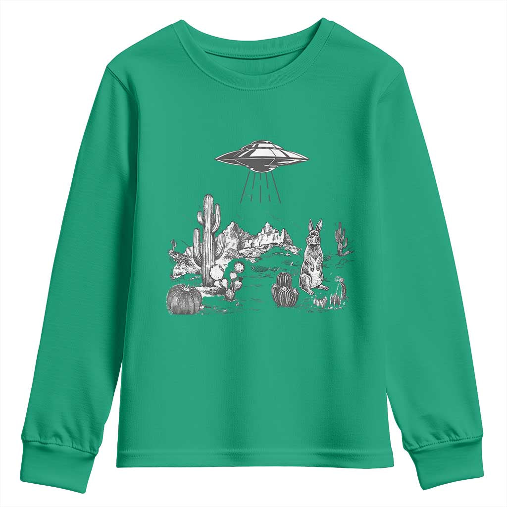 Funny Western Easter Day UFO Bunny Alien Youth Sweatshirt TS11 Irish Green Print Your Wear