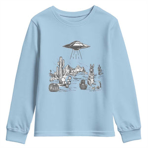 Funny Western Easter Day UFO Bunny Alien Youth Sweatshirt TS11 Light Blue Print Your Wear