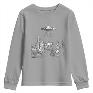 Funny Western Easter Day UFO Bunny Alien Youth Sweatshirt TS11 Sport Gray Print Your Wear