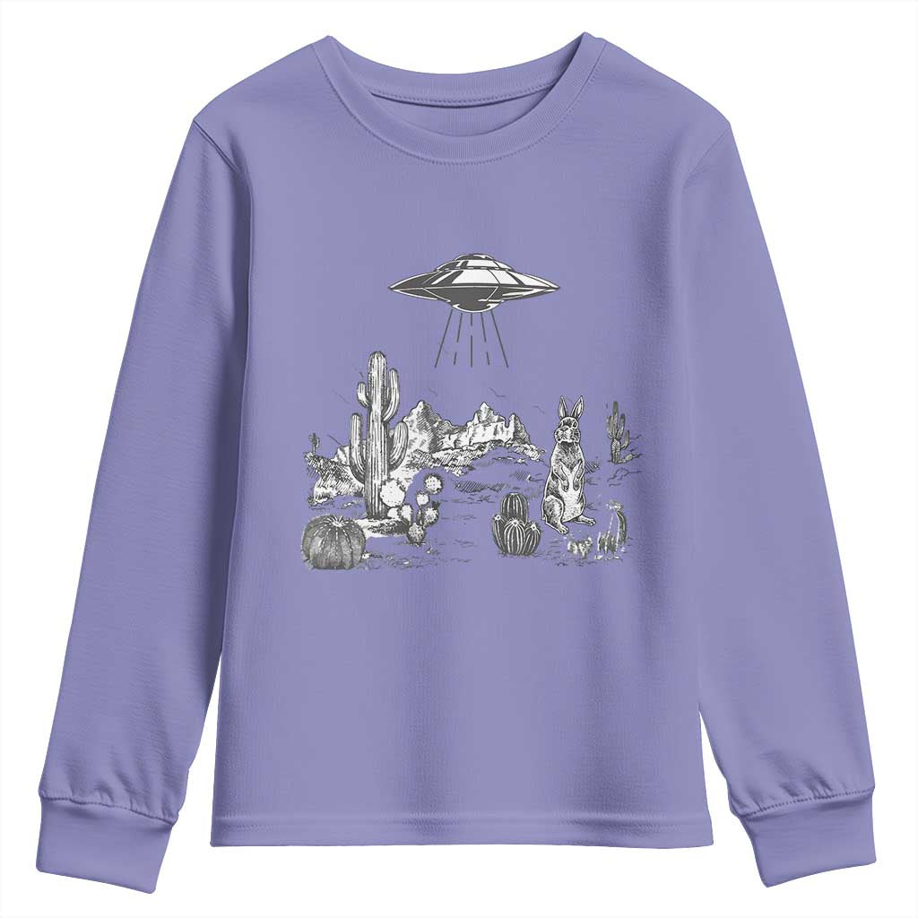Funny Western Easter Day UFO Bunny Alien Youth Sweatshirt TS11 Violet Print Your Wear