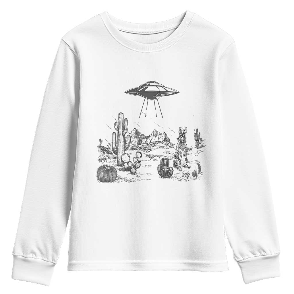 Funny Western Easter Day UFO Bunny Alien Youth Sweatshirt TS11 White Print Your Wear