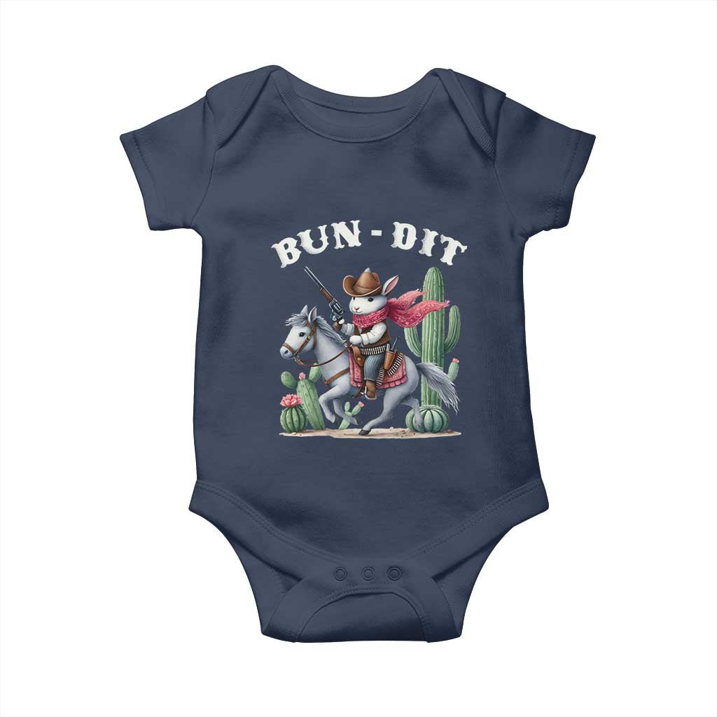 Funny Easter Day Western Baby Onesie Bun-dit Country Rabbit Cowboy Rodeo TS11 Navy Print Your Wear