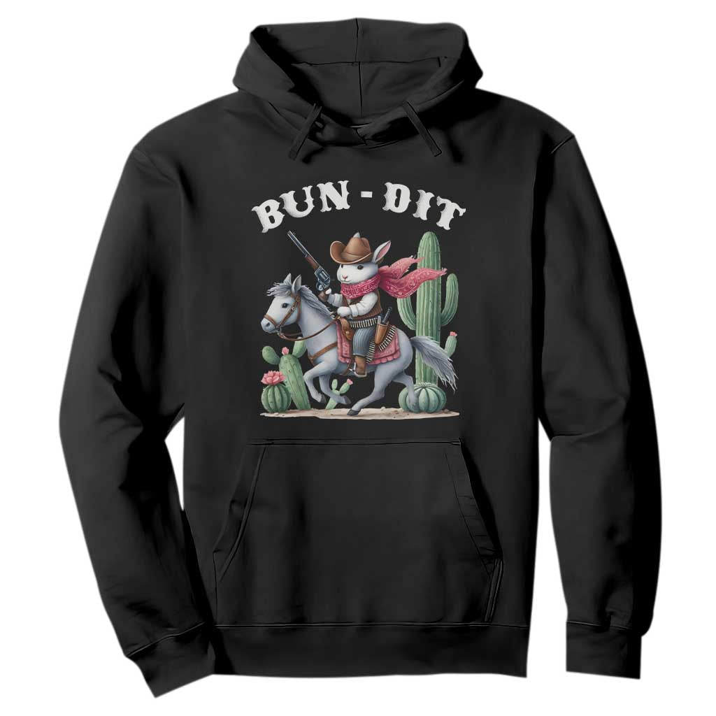 Funny Easter Day Western Hoodie Bun-dit Country Rabbit Cowboy Rodeo TS11 Black Print Your Wear