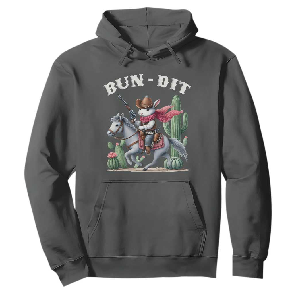 Funny Easter Day Western Hoodie Bun-dit Country Rabbit Cowboy Rodeo TS11 Dark Heather Print Your Wear