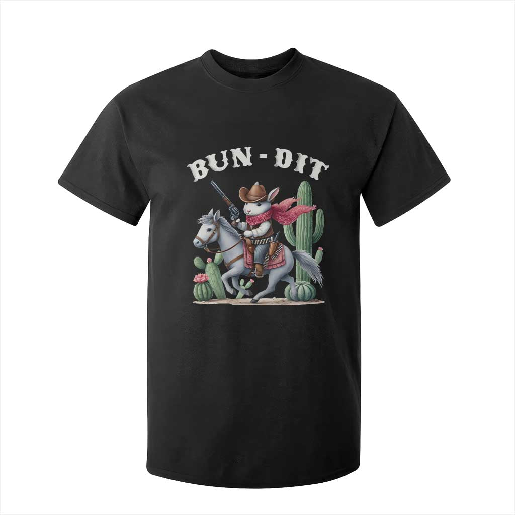 Funny Easter Day Western T Shirt For Kid Bun-dit Country Rabbit Cowboy Rodeo TS11 Black Print Your Wear