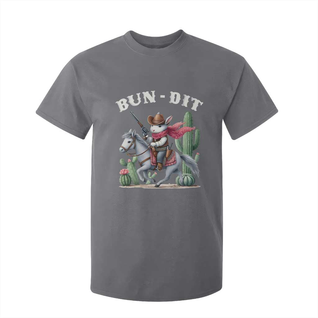 Funny Easter Day Western T Shirt For Kid Bun-dit Country Rabbit Cowboy Rodeo TS11 Charcoal Print Your Wear