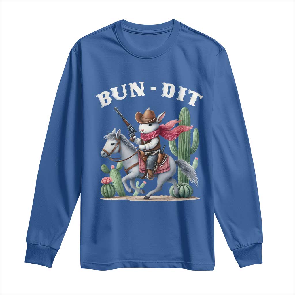 Funny Easter Day Western Long Sleeve Shirt Bun-dit Country Rabbit Cowboy Rodeo TS11 Royal Blue Print Your Wear