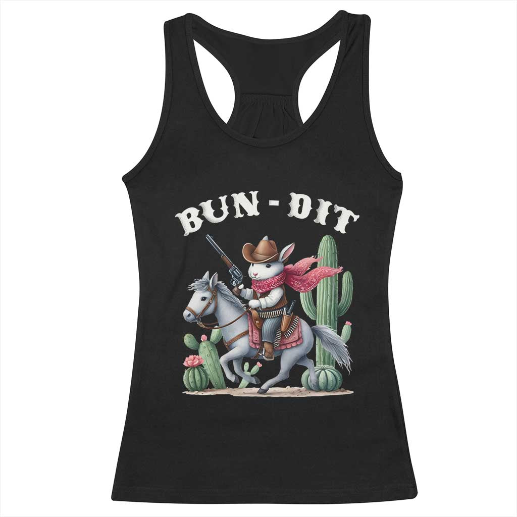 Funny Easter Day Western Racerback Tank Top Bun-dit Country Rabbit Cowboy Rodeo TS11 Black Print Your Wear