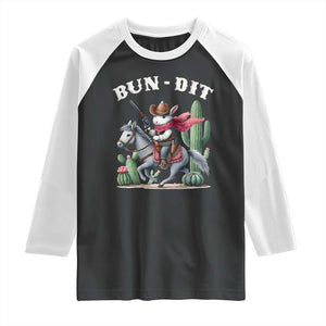 Funny Easter Day Western Raglan Shirt Bun-dit Country Rabbit Cowboy Rodeo TS11 Black White Print Your Wear