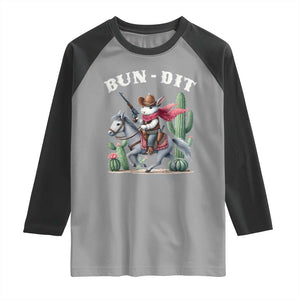 Funny Easter Day Western Raglan Shirt Bun-dit Country Rabbit Cowboy Rodeo TS11 Sport Gray Black Print Your Wear