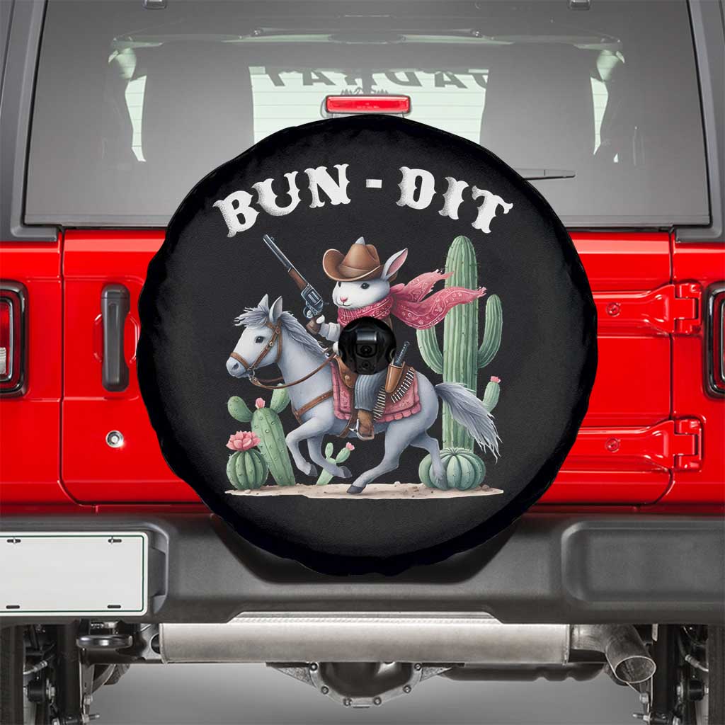 Funny Easter Day Western Spare Tire Cover Bun-dit Country Rabbit Cowboy Rodeo TS11 Black Print Your Wear