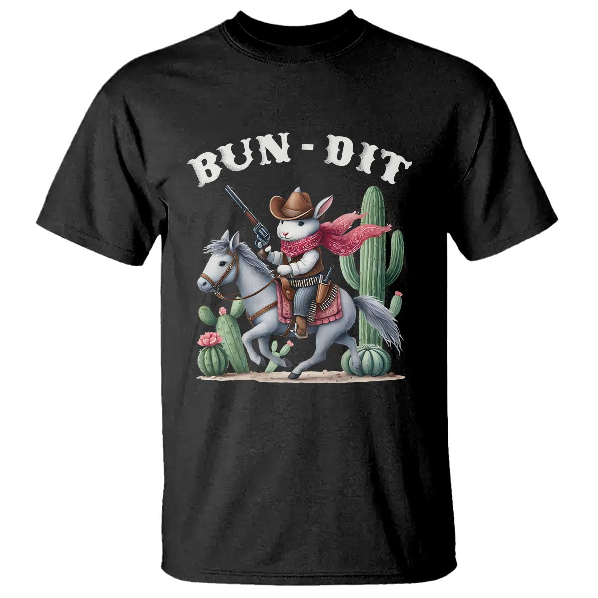 Funny Easter Day Western T Shirt Bun-dit Country Rabbit Cowboy Rodeo TS11 Black Print Your Wear