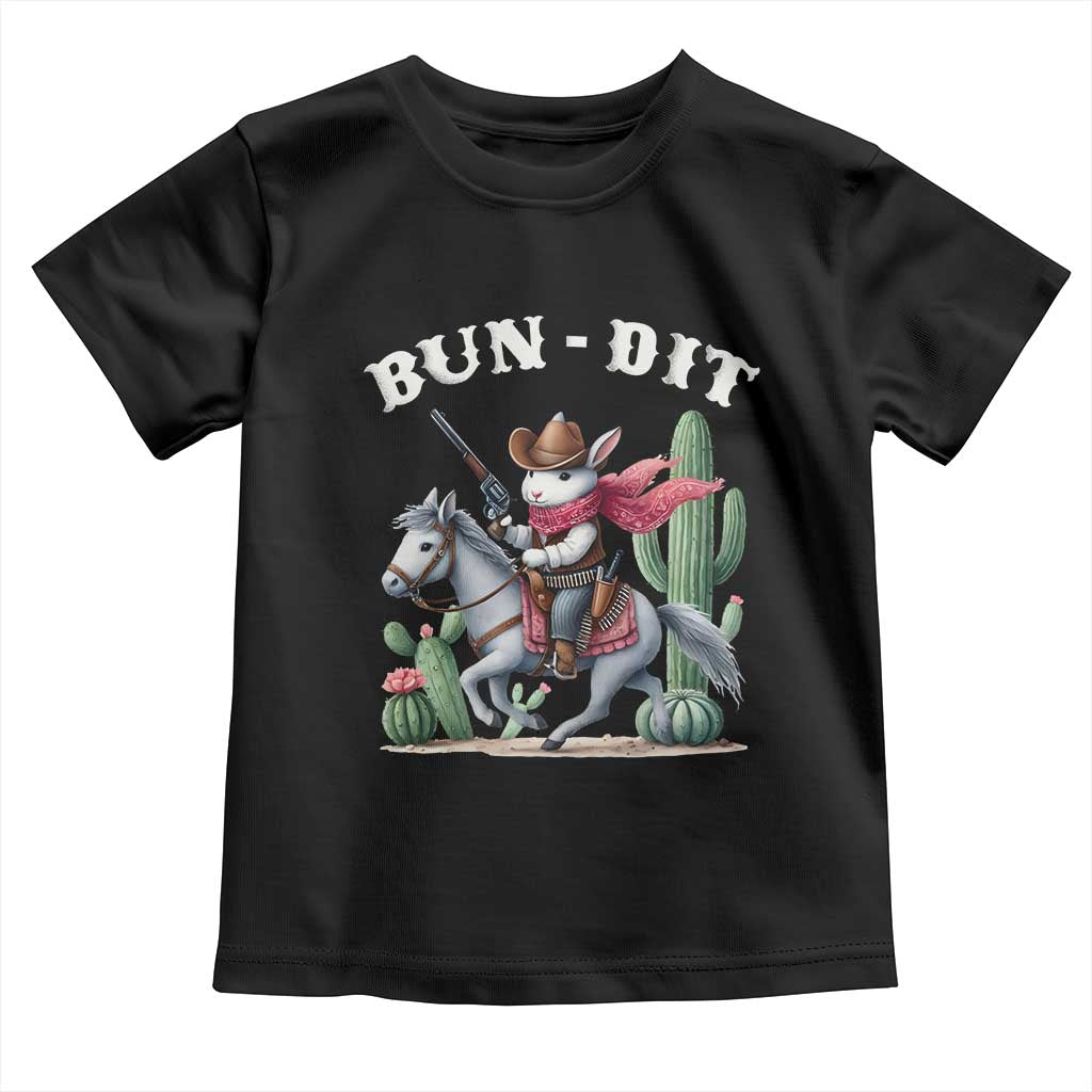 Funny Easter Day Western Toddler T Shirt Bun-dit Country Rabbit Cowboy Rodeo TS11 Black Print Your Wear
