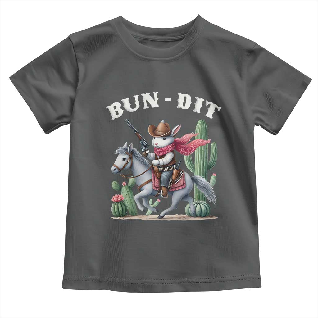 Funny Easter Day Western Toddler T Shirt Bun-dit Country Rabbit Cowboy Rodeo TS11 Dark Heather Print Your Wear