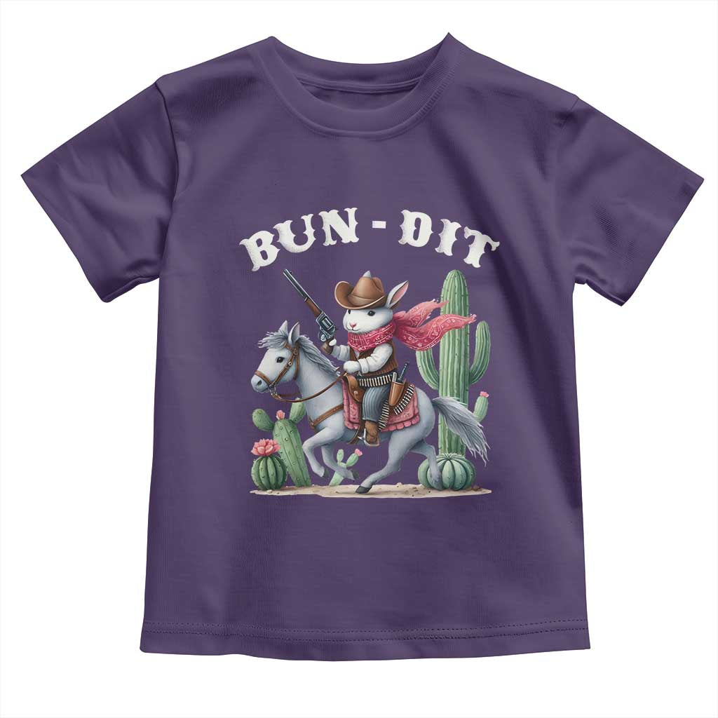 Funny Easter Day Western Toddler T Shirt Bun-dit Country Rabbit Cowboy Rodeo TS11 Purple Print Your Wear