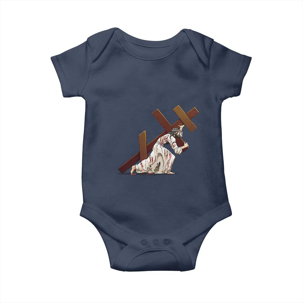 Orthodox Easter Jesus Is Carrying The Orthodox Cross Baby Onesie TS11 Navy Print Your Wear