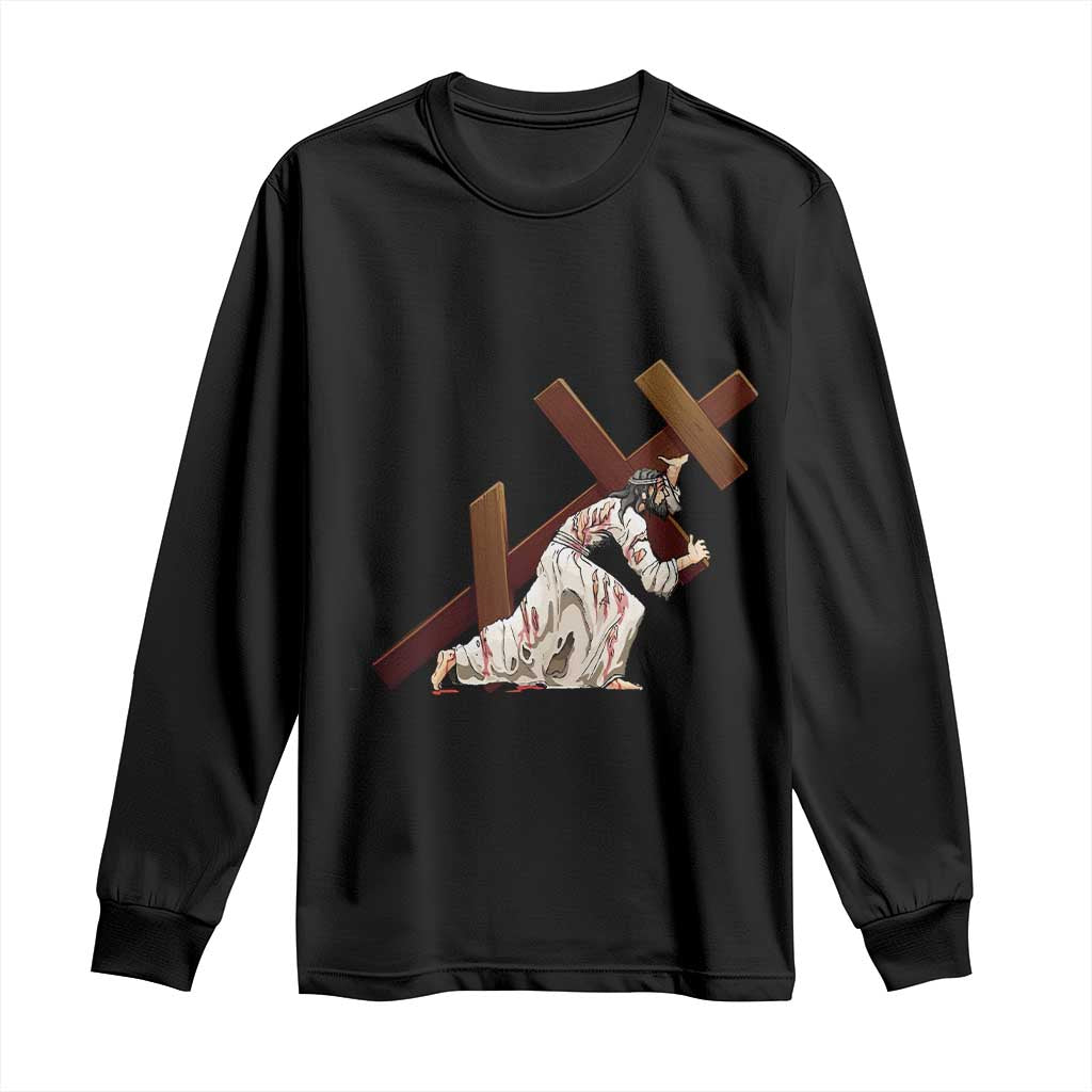 Orthodox Easter Jesus Is Carrying The Orthodox Cross Long Sleeve Shirt TS11 Black Print Your Wear