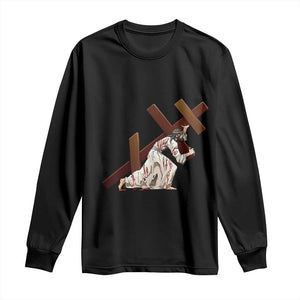 Orthodox Easter Jesus Is Carrying The Orthodox Cross Long Sleeve Shirt TS11 Black Print Your Wear