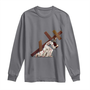 Orthodox Easter Jesus Is Carrying The Orthodox Cross Long Sleeve Shirt TS11 Charcoal Print Your Wear