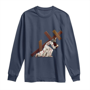 Orthodox Easter Jesus Is Carrying The Orthodox Cross Long Sleeve Shirt TS11 Navy Print Your Wear