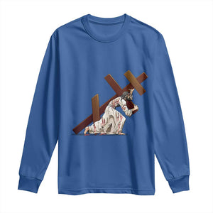 Orthodox Easter Jesus Is Carrying The Orthodox Cross Long Sleeve Shirt TS11 Royal Blue Print Your Wear