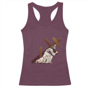 Orthodox Easter Jesus Is Carrying The Orthodox Cross Racerback Tank Top TS11 Maroon Print Your Wear