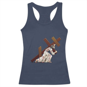 Orthodox Easter Jesus Is Carrying The Orthodox Cross Racerback Tank Top TS11 Navy Print Your Wear
