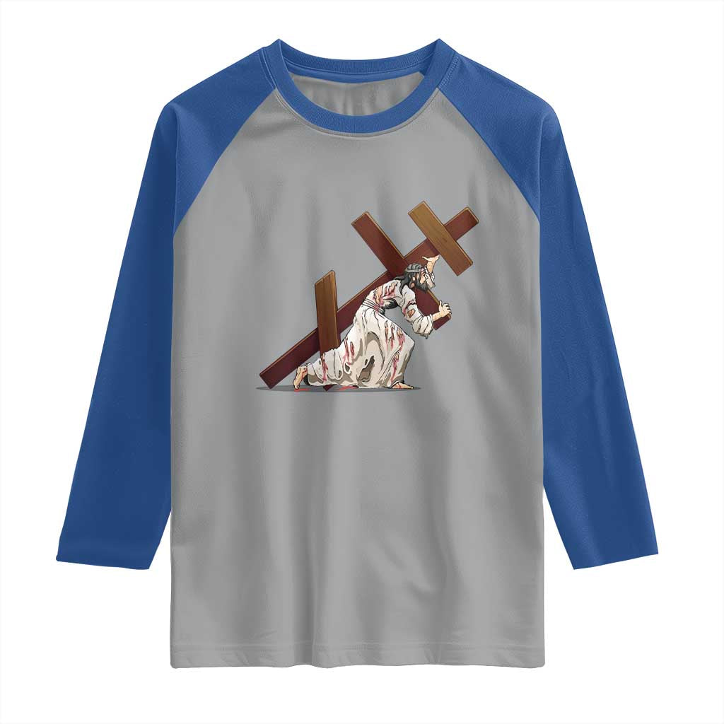 Orthodox Easter Jesus Is Carrying The Orthodox Cross Raglan Shirt TS11 Sport Gray Royal Print Your Wear