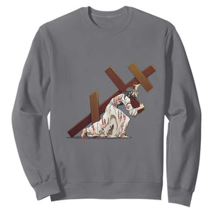 Orthodox Easter Jesus Is Carrying The Orthodox Cross Sweatshirt TS11 Charcoal Print Your Wear