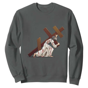 Orthodox Easter Jesus Is Carrying The Orthodox Cross Sweatshirt TS11 Dark Heather Print Your Wear
