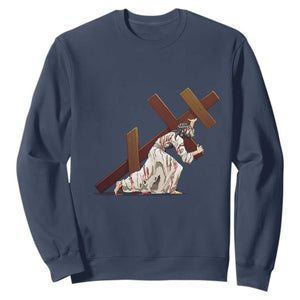 Orthodox Easter Jesus Is Carrying The Orthodox Cross Sweatshirt TS11 Navy Print Your Wear